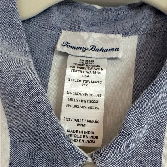 Tommy Bahama Beach Cover Up Navy and White Pockets Fringe M EUC - Picture 2 of 7